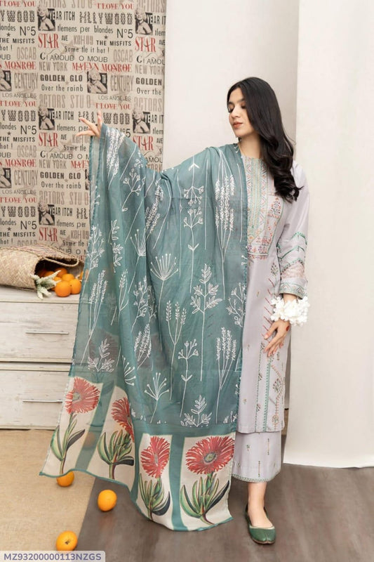 Women's Unstitched Embroidered Suit