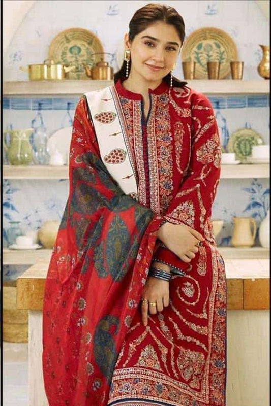 Women's Unstitched Embroidered Suit