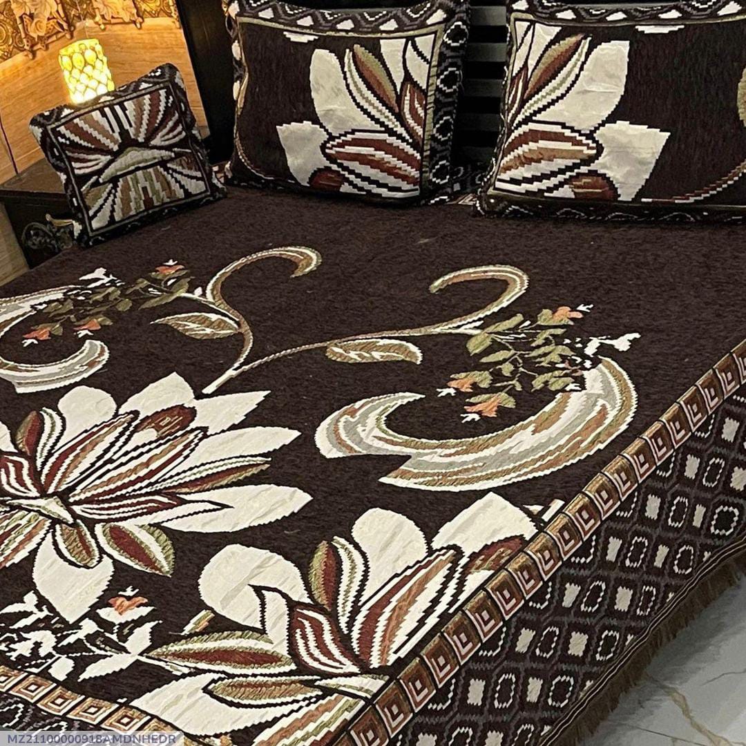 Velvet Jacquard Embroidered Double Bedsheet